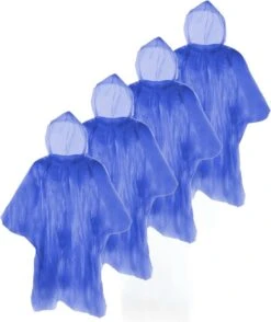 Merkloos Set Van 6x Stuks Voordelige Wegwerp Regenponcho Voor Volwassenen - Blauw