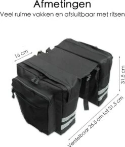 Merkloos Fietstas Zwart - 2 Opbergzakken - Veel Opbergruimte - Dubbele Zakken - Eenvoudige Installatie - Met Rits Om Volledig Af Te Sluiten - Fietstassen Dubbel - -Velo Pour Tous 1017x1200 4