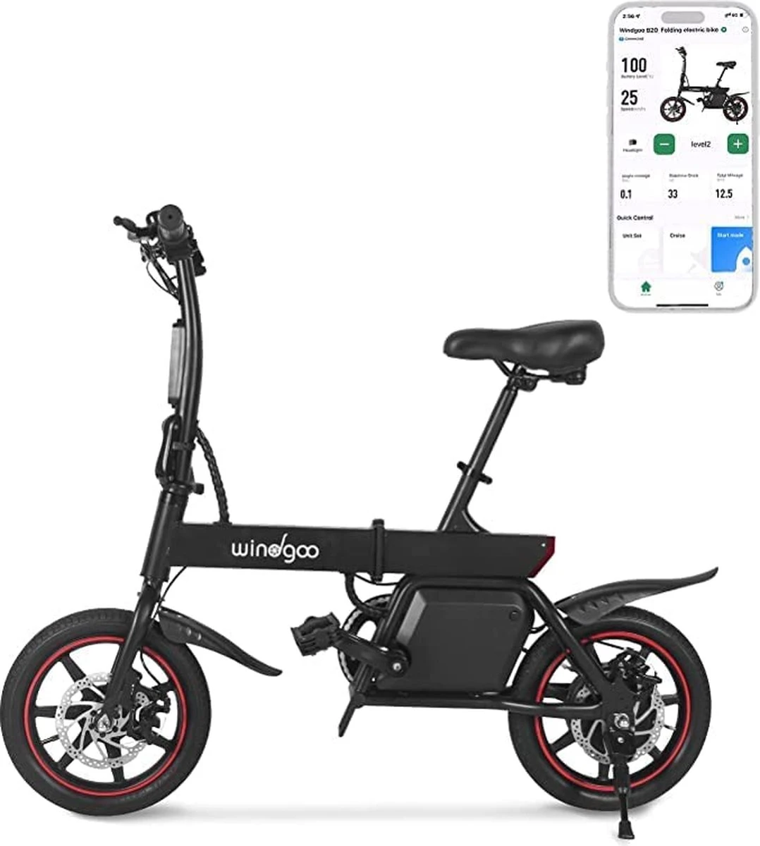 Windgoo B20 V3 - Elektrische Vouwfiets - E Bike - 250W 7.8Ah Batterij - APP IOS Android - 14 Inch - 25 KM/H - Zwart 1 Windgoo B20 V3 - Elektrische Vouwfiets - E Bike - 250W 7.8Ah Batterij - APP IOS Android - 14 Inch - 25 KM/H - Zwart