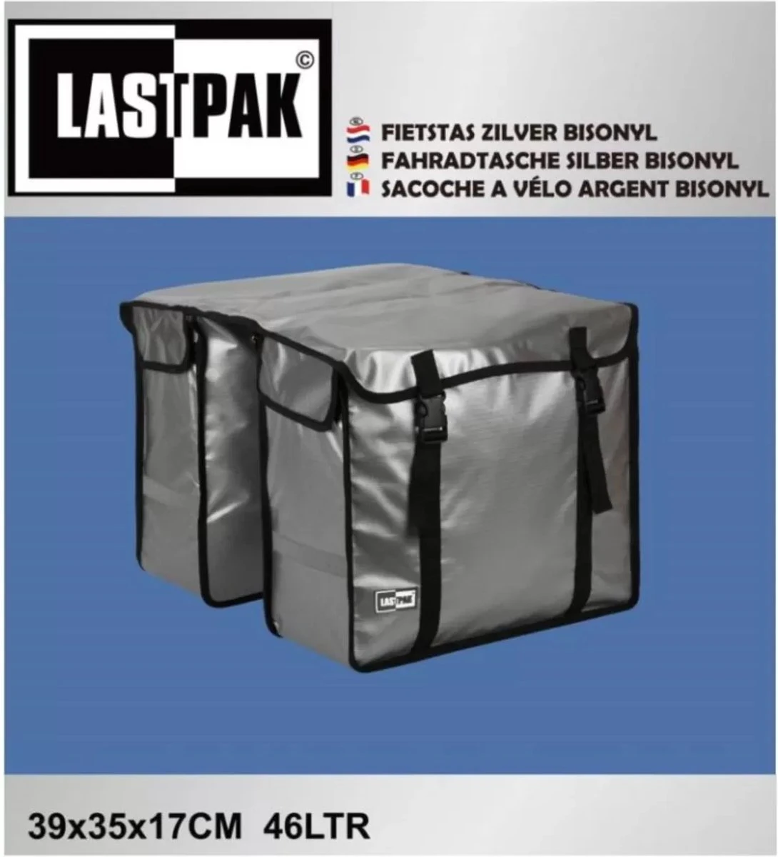 Lastpak Bisonyl Dubbele Fietstas - 46 L - Zilver 1 Lastpak Bisonyl Dubbele Fietstas - 46 L - Zilver