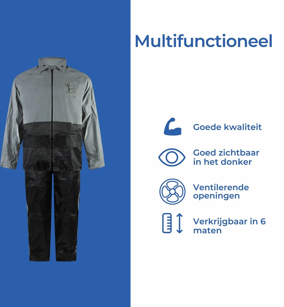 C-Line Regenpak Met Capuchon - Reflecterende Jas - Nieuw Model - Volwassen Maat XXXL 4 C-Line Regenpak Met Capuchon - Reflecterende Jas - Nieuw Model - Volwassen Maat XXXL – Image 4