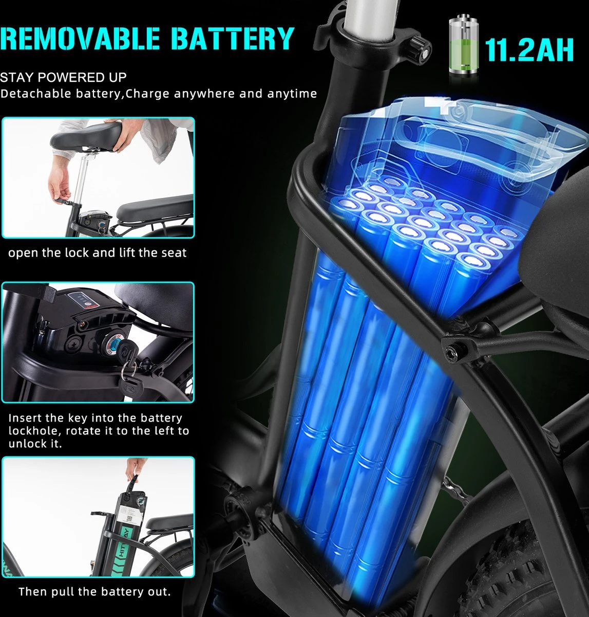 Hitway BK6 Elektrische Fiets | Opvouwbare E-bike | 20 Inch Fat Tire | 350W Motor | 10Ah | Zwart/Groen 2 Hitway BK6 Elektrische Fiets | Opvouwbare E-bike | 20 Inch Fat Tire | 350W Motor | 10Ah | Zwart/Groen – Image 2