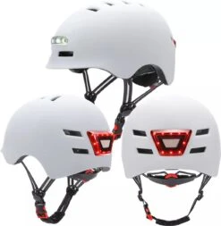 Fietshelm-Met Voor- En Achterlicht-Skatehelm -Maat-M-54 Tot 57cm-Helm Wit - LED Verlichting 14 Fietshelm-Met Voor- En Achterlicht-Skatehelm -Maat-M-54 Tot 57cm-Helm Wit - LED Verlichting -Velo Pour Tous 1171x1200 5
