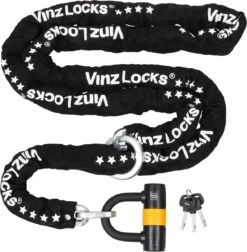 VINZ Trivor ART 4 Kettingslot - 300 Cm Motorslot Van Gehard Staal Met Ring / Scooterslot Met Hangslot / Bootslot 3 Meter /Schijfremslot