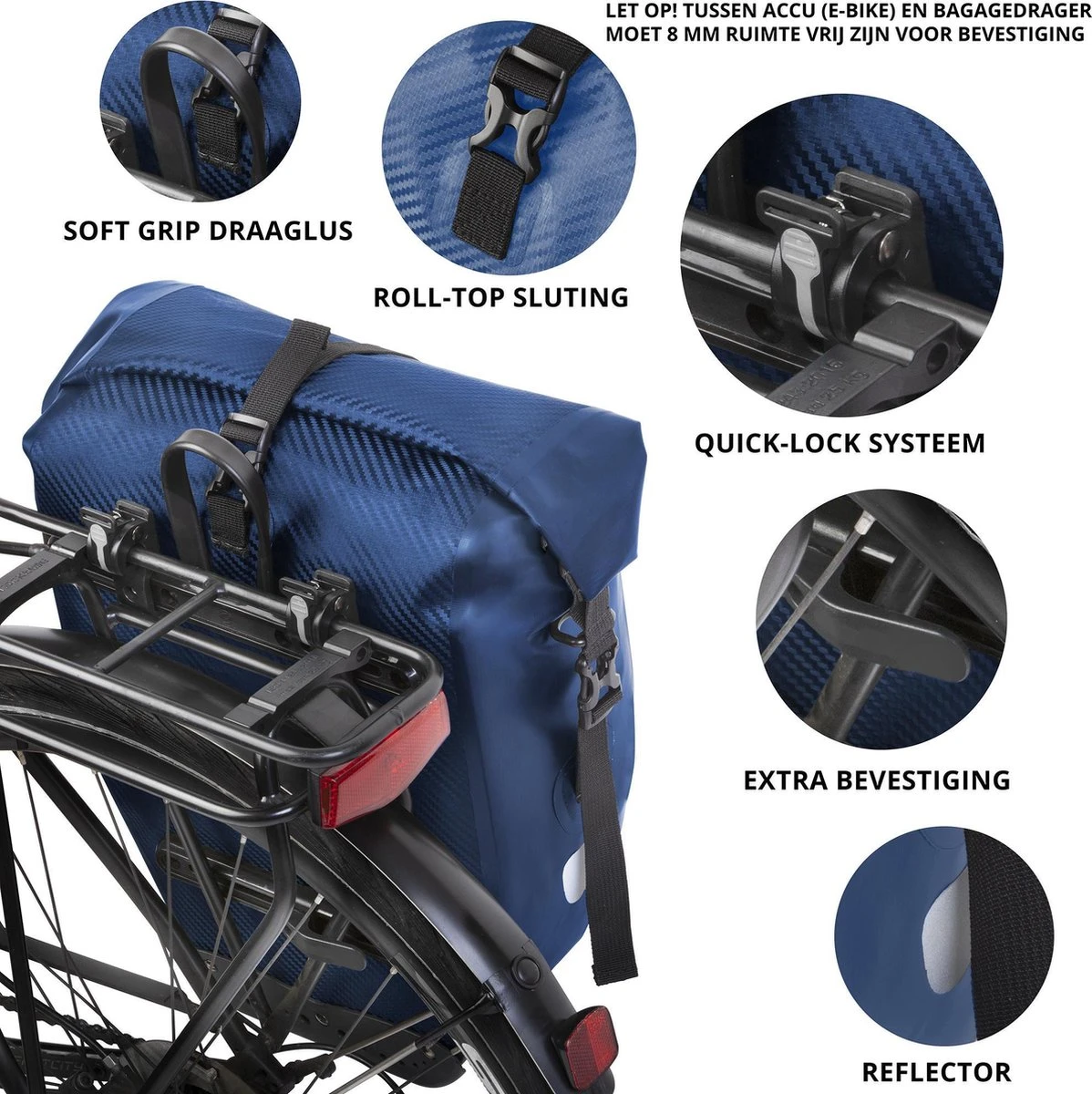 Dutch Mountains Enkele Fietstas | Sterke En 100% Waterdichte Fietstas En Schoudertas In 1 | 24 Liter | Blauw 7 Dutch Mountains Enkele Fietstas | Sterke En 100% Waterdichte Fietstas En Schoudertas In 1 | 24 Liter | Blauw – Image 7