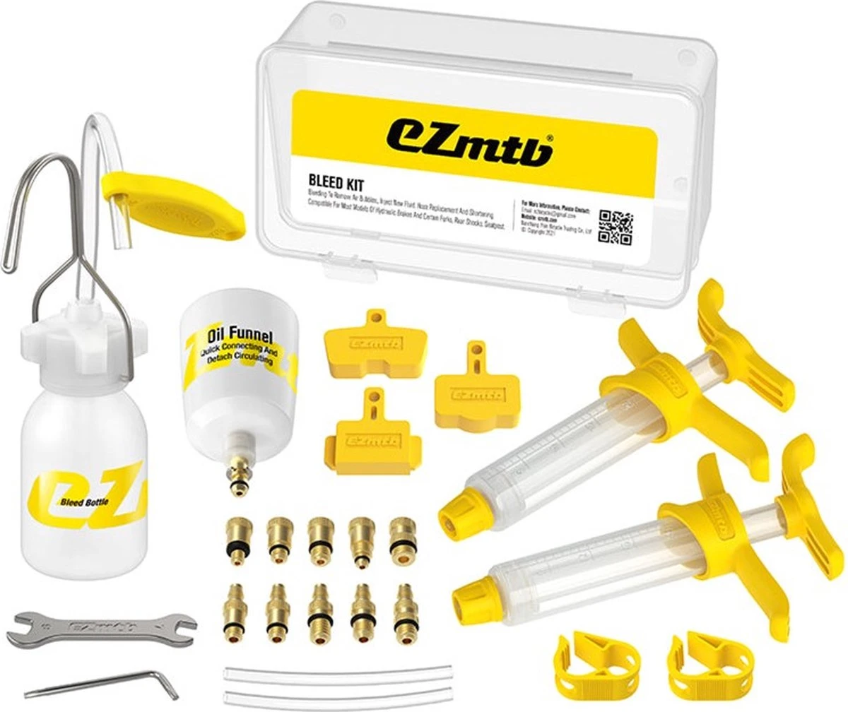 Ontluchtingsset EZmtb Special 2022 - Incl. Metalen Adapters En Nieuw Model Trechter 1 Ontluchtingsset EZmtb Special 2022 - Incl. Metalen Adapters En Nieuw Model Trechter