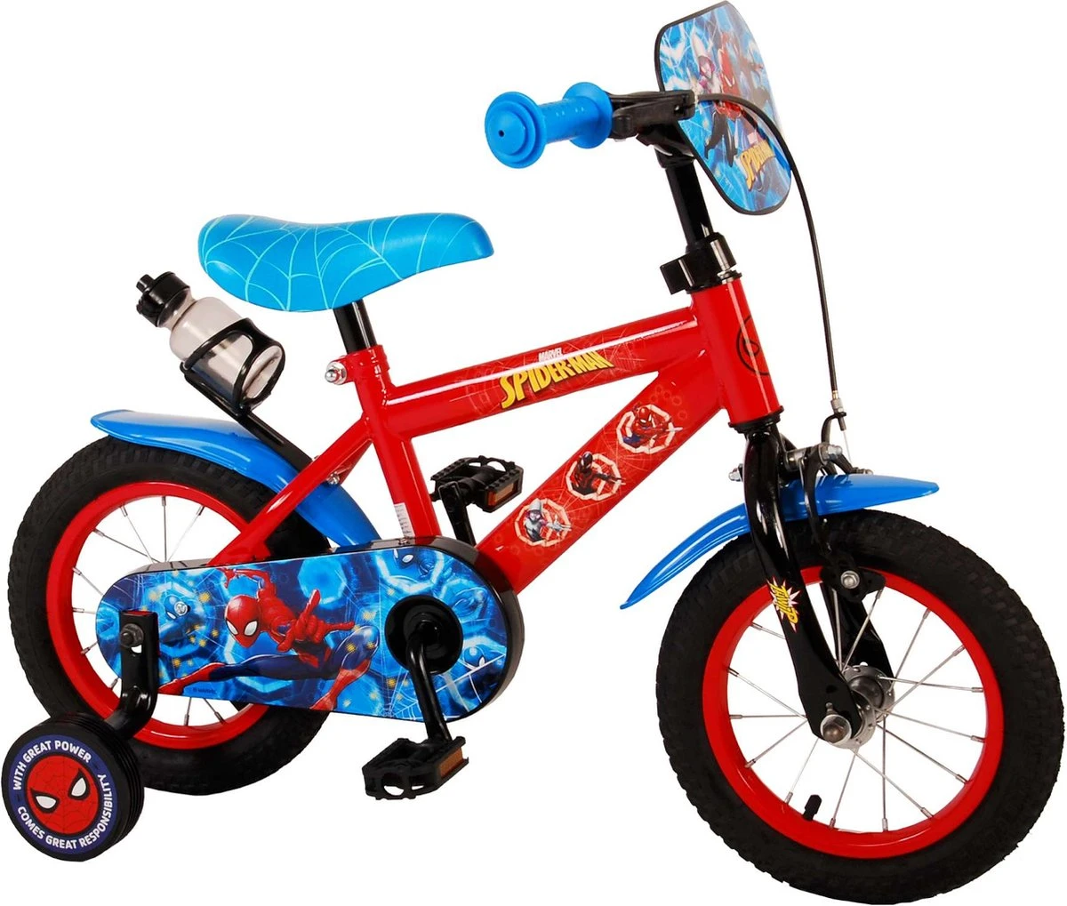 Volare Spider-Man Kinderfiets - Jongens - 12 Inch - Blauw/Rood 2 Volare Spider-Man Kinderfiets - Jongens - 12 Inch - Blauw/Rood – Image 2