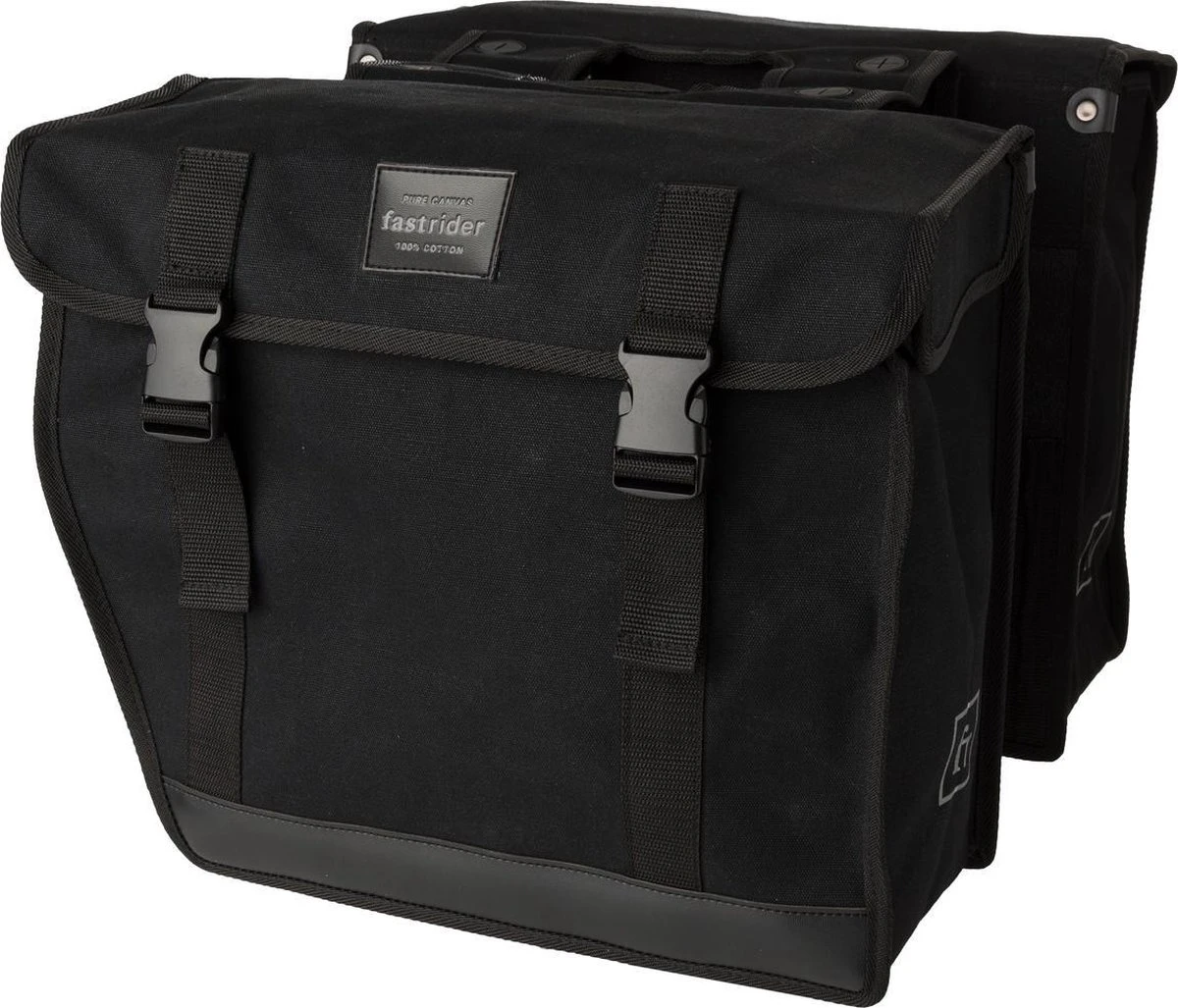 Fastrider Canvas Hybride 93 Dubbele Fietstas Zwart - 41L 1 Fastrider Canvas Hybride 93 Dubbele Fietstas Zwart - 41L