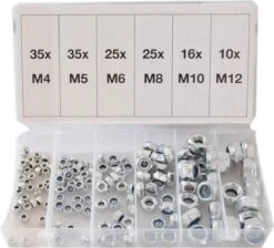 BGS - Borgmoeren - Moeren - Assortiment - Verschillende Maten - M4 - M6 - M8 - M10 - M12 - Metrisch - 146-delig - BGS8135