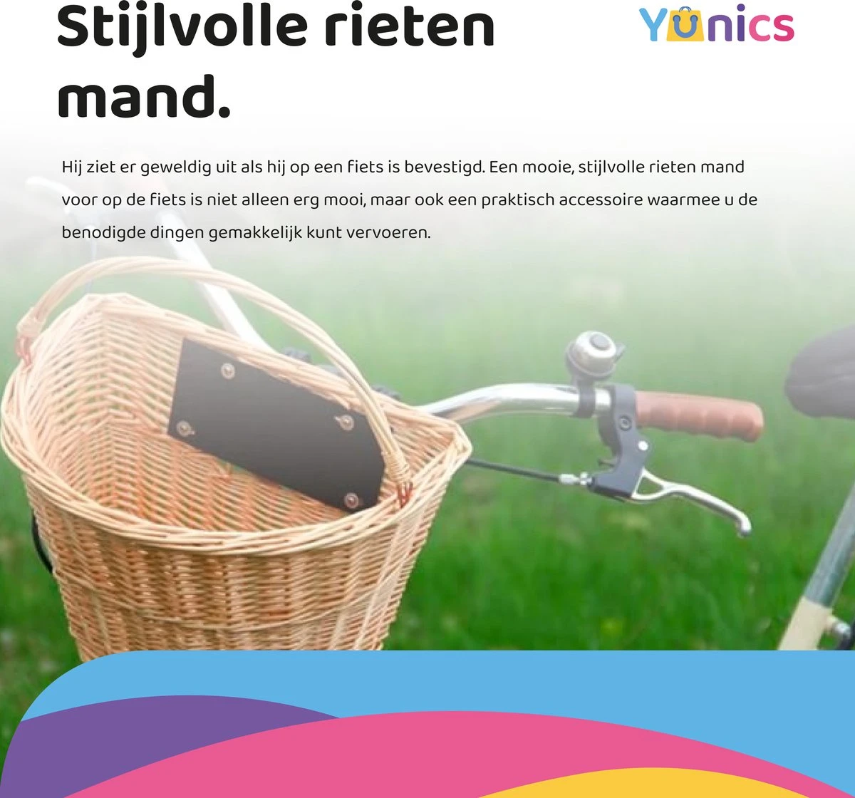 YUNICS Fietsmand - Rieten Fietsmand - Makkelijk Klik Systeem - 20 Liter - Beige 2 YUNICS Fietsmand - Rieten Fietsmand - Makkelijk Klik Systeem - 20 Liter - Beige – Image 2