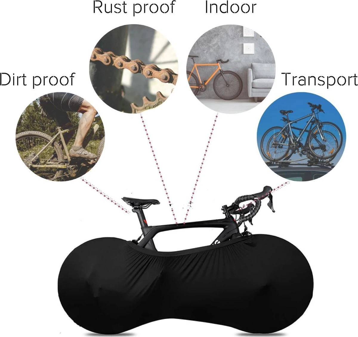 B-Y Sleeve Fietshoes T/m 29" - Fiets Beschermhoes - Racefiets Hoes - MTB - Bike Cover - Model: Black 5 B-Y Sleeve Fietshoes T/m 29" - Fiets Beschermhoes - Racefiets Hoes - MTB - Bike Cover - Model: Black – Image 5