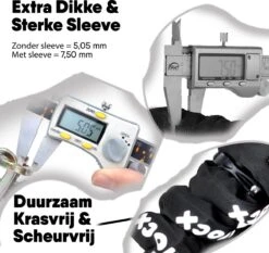 LLOCX Kettingslot Van 1 Meter + 2 Sleutels - 5mm Roestvrij Staal - 900gr. Aluminium - Krasvrij En Scheurvrij - Zwarte Sleeve - Sluiting Met Anti-Stofklep 10 LLOCX Kettingslot Van 1 Meter + 2 Sleutels - 5mm Roestvrij Staal - 900gr. Aluminium - Krasvrij En Scheurvrij - Zwarte Sleeve - Sluiting Met Anti-Stofklep -Velo Pour Tous 1200x1132 4