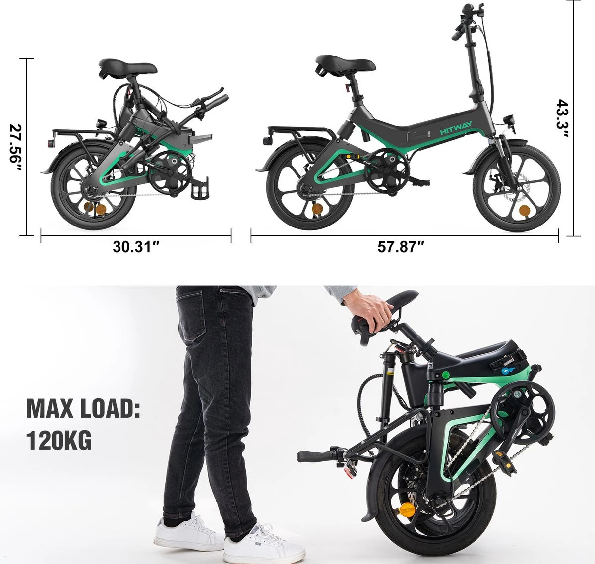 HITWAY Elektrische Fiets - Opvouwbare E-bike - 16 Inch-250W-2023 Model 8 HITWAY Elektrische Fiets - Opvouwbare E-bike - 16 Inch-250W-2023 Model – Image 8