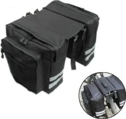 Merkloos Fietstas Zwart - 2 Opbergzakken - Veel Opbergruimte - Dubbele Zakken - Eenvoudige Installatie - Met Rits Om Volledig Af Te Sluiten - Fietstassen Dubbel - -Velo Pour Tous 1200x1139 5