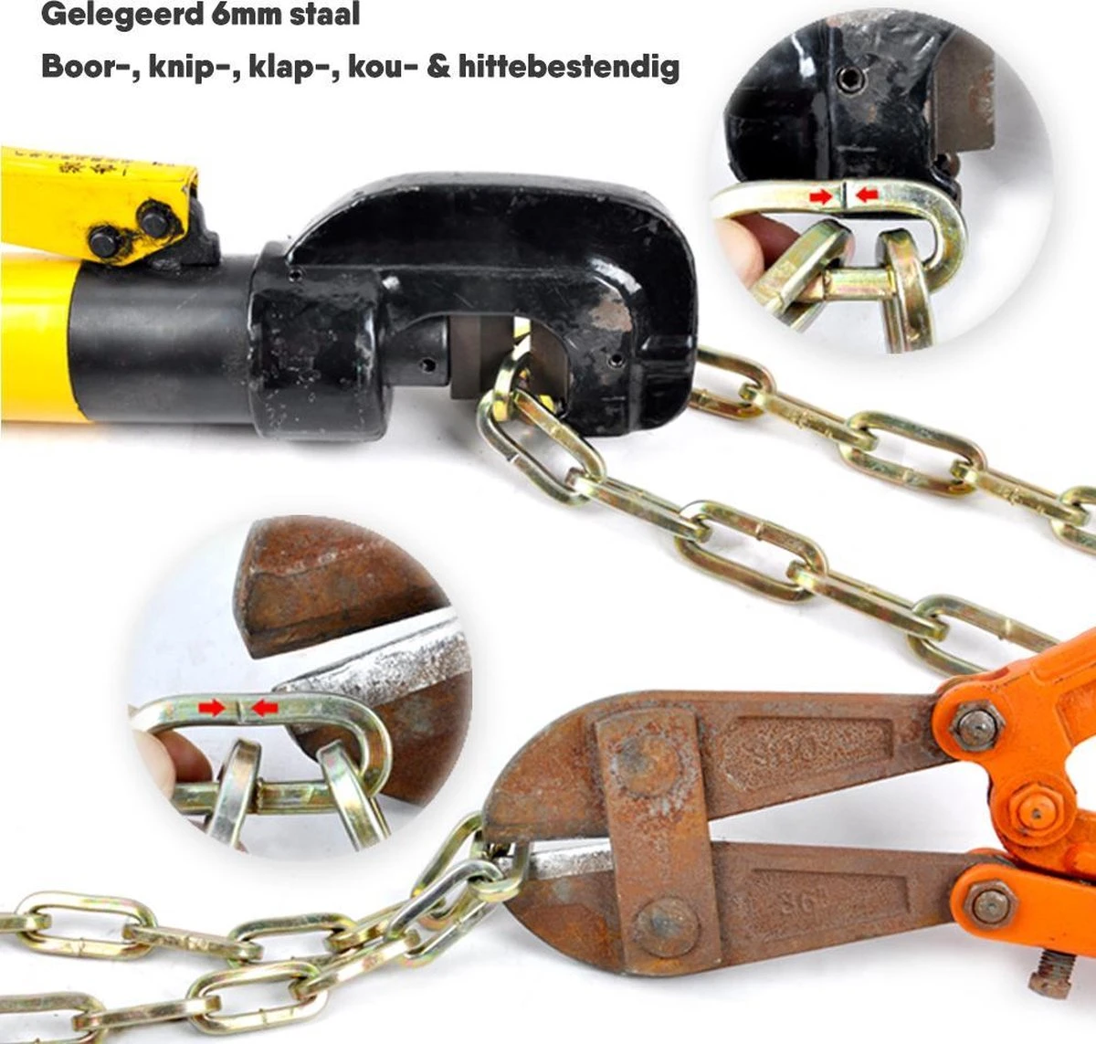 LLOCX Kettingslot Van 1 Meter + 2 Sleutels - 5mm Roestvrij Staal - 900gr. Aluminium - Krasvrij En Scheurvrij - Zwarte Sleeve - Sluiting Met Anti-Stofklep 3 LLOCX Kettingslot Van 1 Meter + 2 Sleutels - 5mm Roestvrij Staal - 900gr. Aluminium - Krasvrij En Scheurvrij - Zwarte Sleeve - Sluiting Met Anti-Stofklep – Image 3