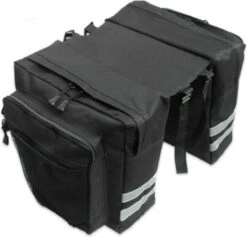 Merkloos Fietstas Zwart - 2 Opbergzakken - Veel Opbergruimte - Dubbele Zakken - Eenvoudige Installatie - Met Rits Om Volledig Af Te Sluiten - Fietstassen Dubbel -