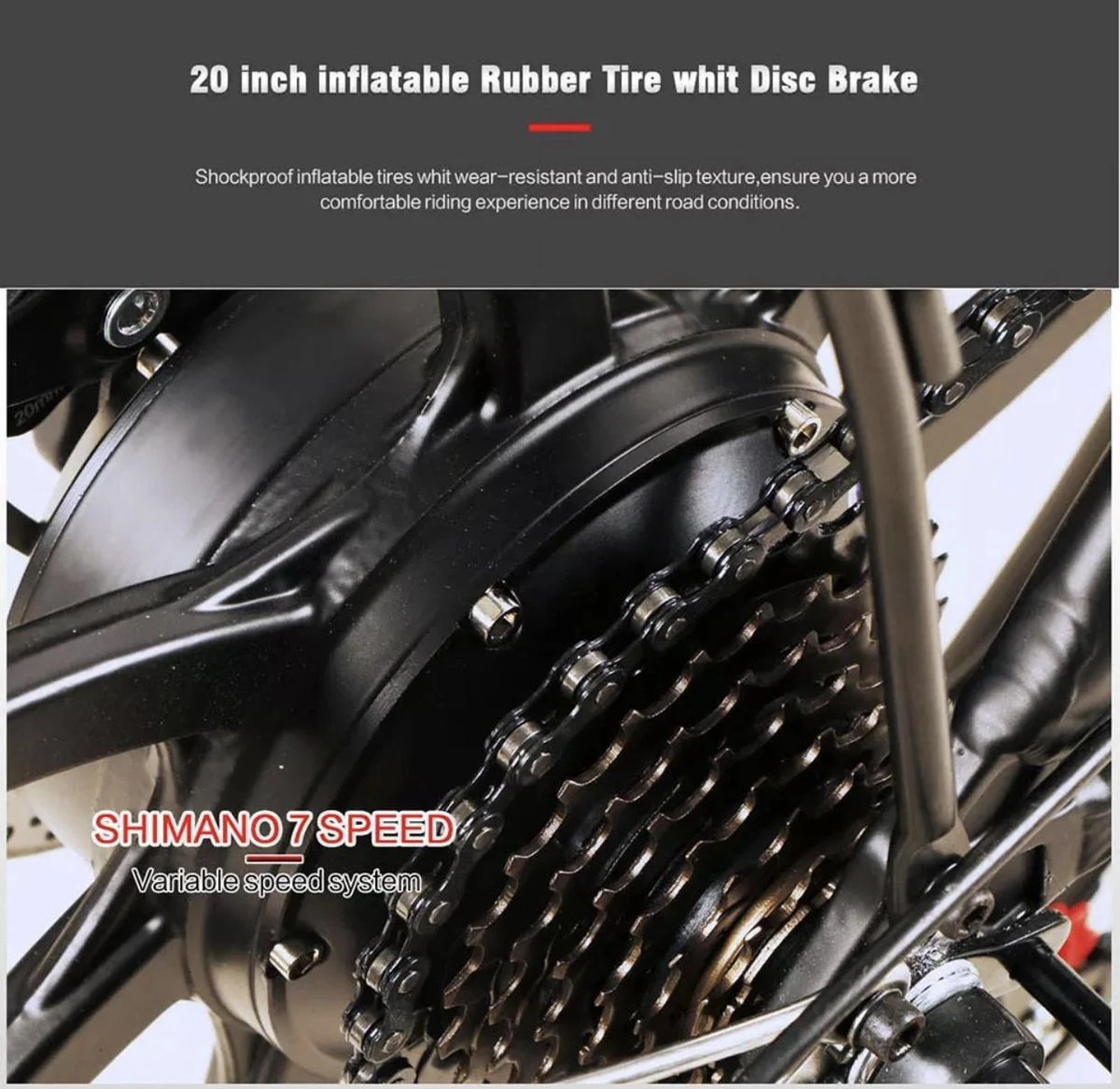 Samebike Elektrische Vouwfiet - Shimano 7 Speed Derailleur - 48V/ 10Ah Lithium Batterij - Aluminium -sportief/modern - 35km/u - Wit 3 Samebike Elektrische Vouwfiet - Shimano 7 Speed Derailleur - 48V/ 10Ah Lithium Batterij - Aluminium -sportief/modern - 35km/u - Wit – Image 3