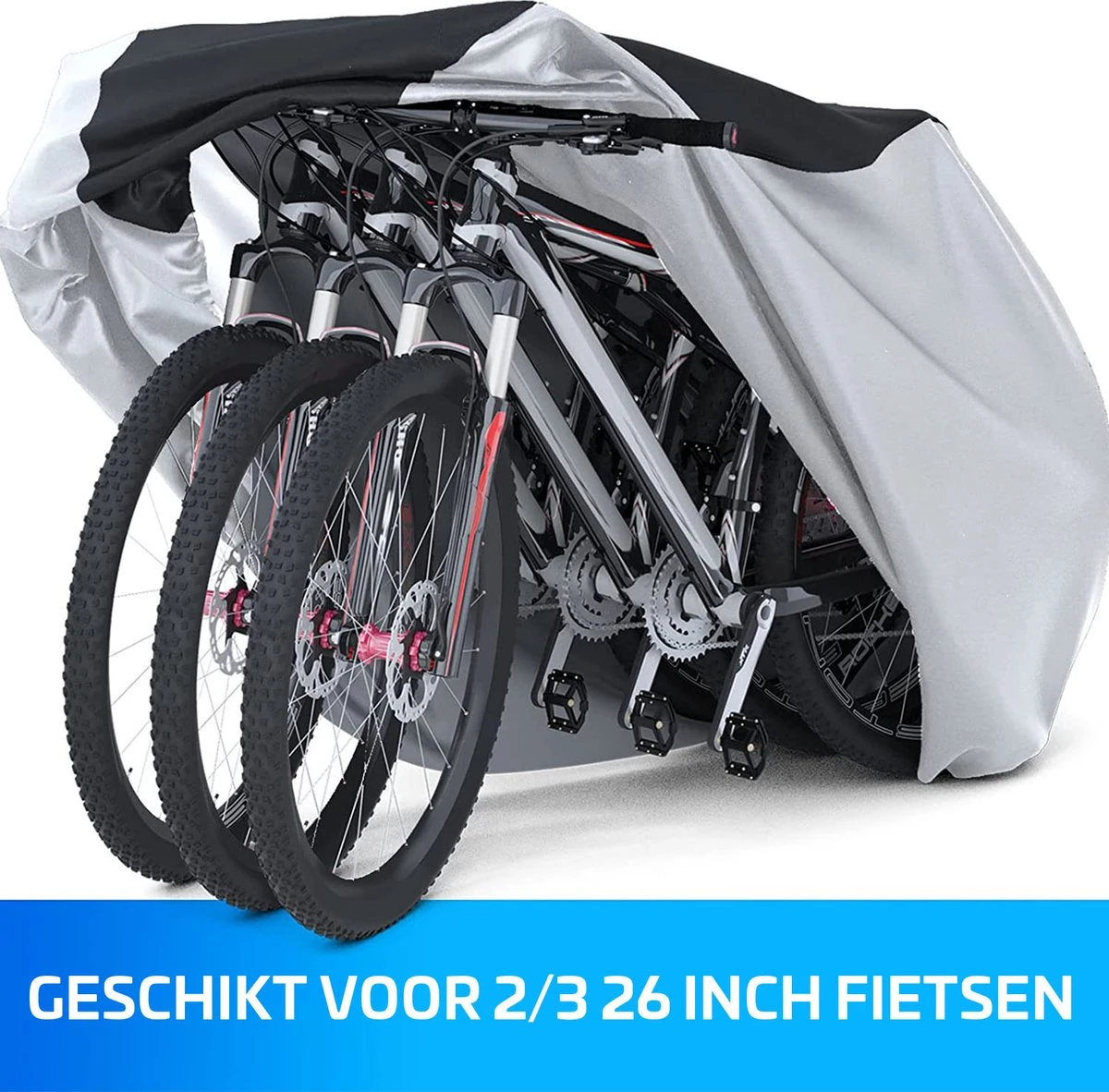 Nince Fietshoes Universeel Voor Alle Fietsen - Waterdicht 210D Oxford - Fiets Hoes Voor 2 Fietsen - Incl. Opbergzak - Zilver 2 Nince Fietshoes Universeel Voor Alle Fietsen - Waterdicht 210D Oxford - Fiets Hoes Voor 2 Fietsen - Incl. Opbergzak - Zilver – Image 2