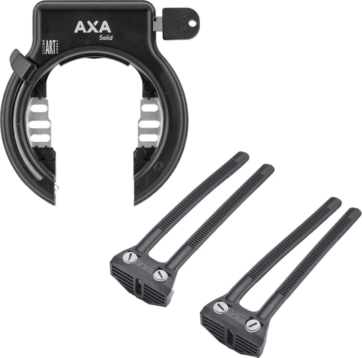 Axa Solid Ringslot Zwart + Axa Flex Mount Bevestiging Zwart 1 Axa Solid Ringslot Zwart + Axa Flex Mount Bevestiging Zwart