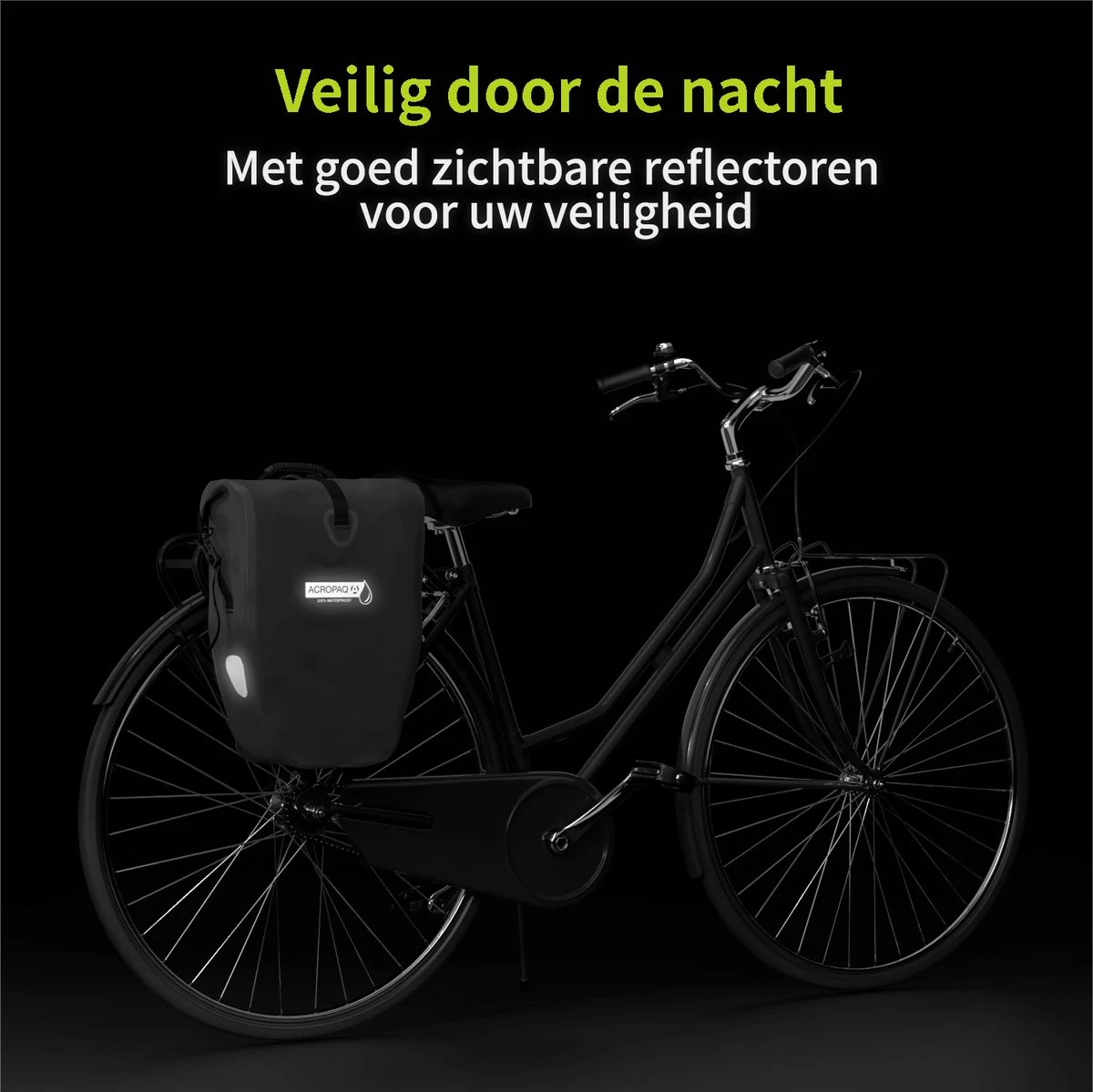 ACROPAQ Fietstas - Enkele, 25L, Waterdicht, Dragen Als Handtas En Schoudertas, Met Reflectoren - Ook Voor Elektrische Fietsen - Zwart 6 ACROPAQ Fietstas - Enkele, 25L, Waterdicht, Dragen Als Handtas En Schoudertas, Met Reflectoren - Ook Voor Elektrische Fietsen - Zwart – Image 6
