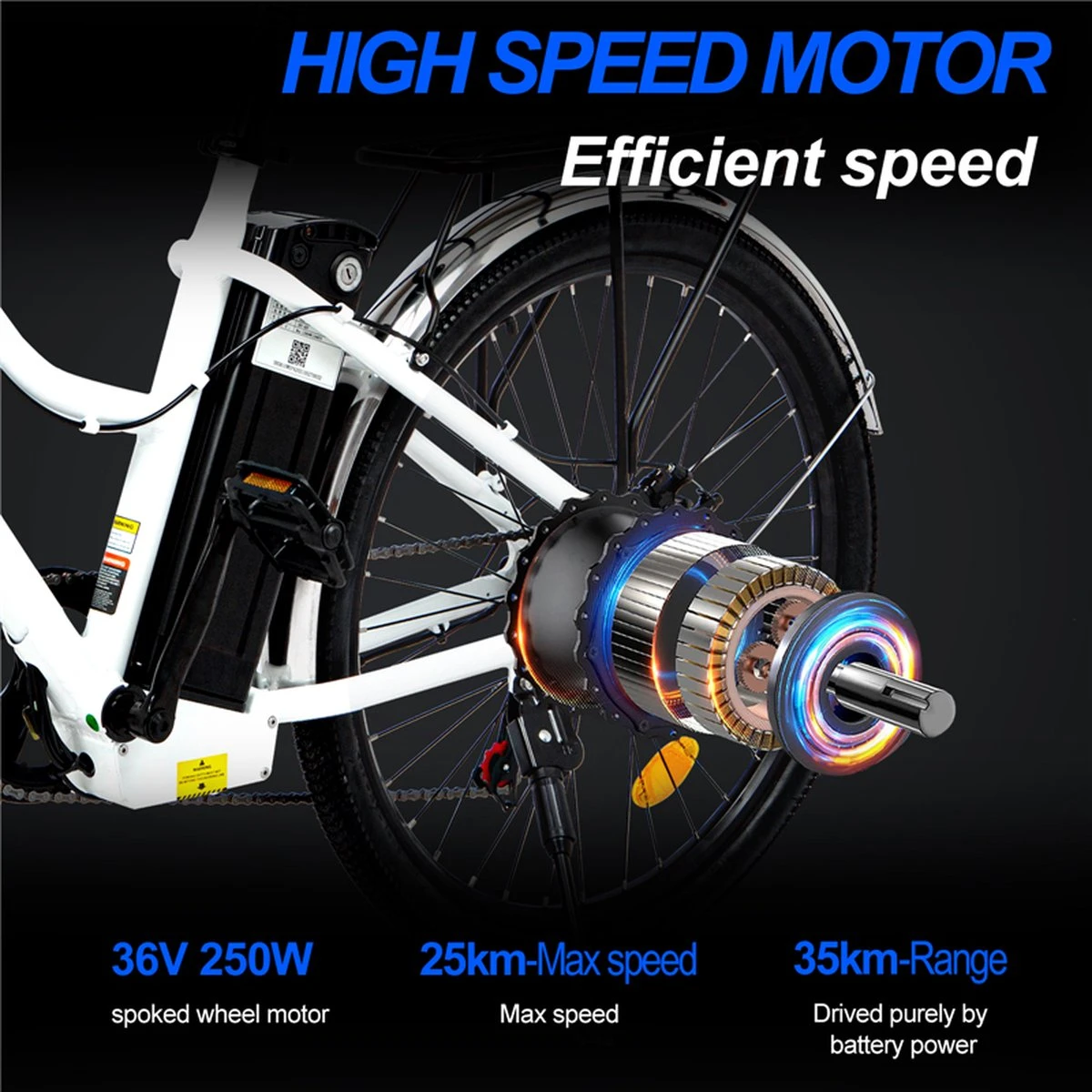 Elektrische Fiets E-Fietsen | E-bike- 26 Inch - Volwassen 250w Elektrische Fiets Volwassen-BK1-Wit 4 Elektrische Fiets E-Fietsen | E-bike- 26 Inch - Volwassen 250w Elektrische Fiets Volwassen-BK1-Wit – Image 4