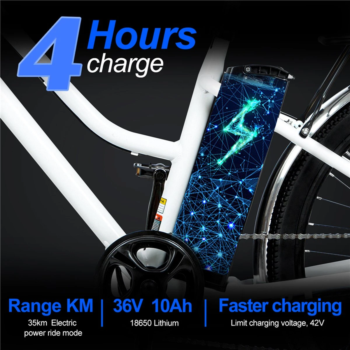 Elektrische Fiets E-Fietsen | E-bike- 26 Inch - Volwassen 250w Elektrische Fiets Volwassen-BK1-Wit 7 Elektrische Fiets E-Fietsen | E-bike- 26 Inch - Volwassen 250w Elektrische Fiets Volwassen-BK1-Wit – Image 7