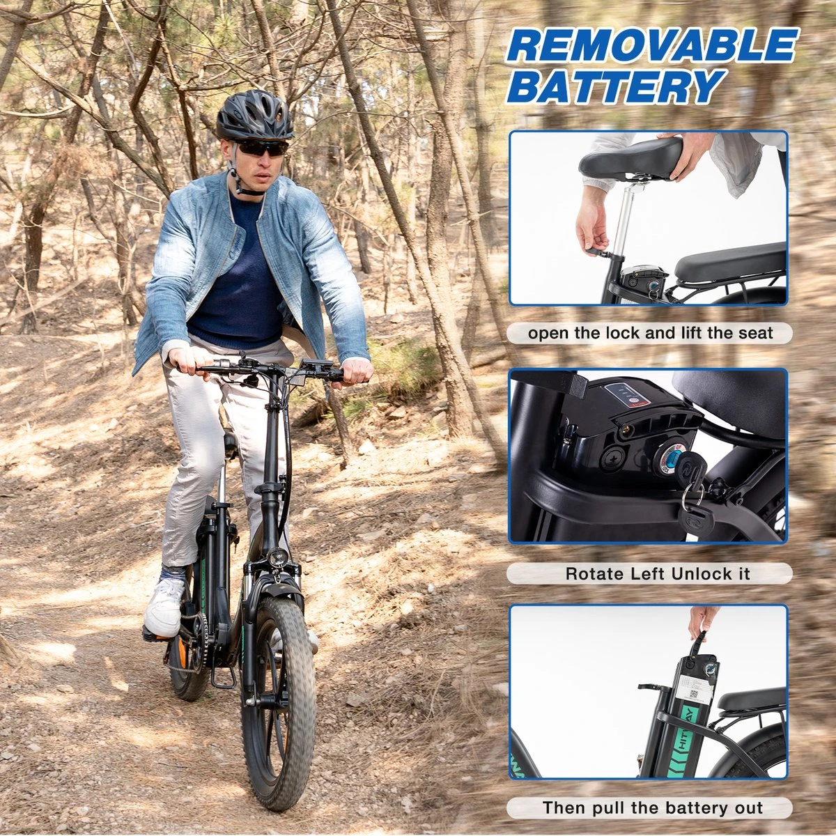 HITWAY Elektrische Fiets - E-Bike - 20 Inch- Fatbike - 250 W- Shimano 7 Versnellingen 4 HITWAY Elektrische Fiets - E-Bike - 20 Inch- Fatbike - 250 W- Shimano 7 Versnellingen – Image 4