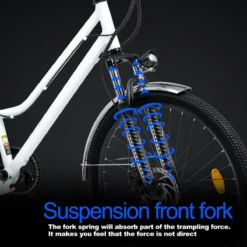 HITWAY 26 Inch E-bike, Elektrische Fiets Voor Heren En Dames, Pedelec Stadsfietsen, 250 W Motor, 36 V/11,2 Ah E-bike, Shimano 7 Versnellingen, 35-90 Km| Wit / Blauw -Velo Pour Tous 1200x1200 19