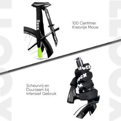 LLOCX Fiets Kettingslot Van 1 Meter + 2 Sleutels – 6mm Roestvrij Aluminium – Sluiten Zonder Sleutel – Insteekslot Met Groene Kliksluiting – Krasvrije & Scheurvrije Sleeve -Velo Pour Tous 1200x1200 377