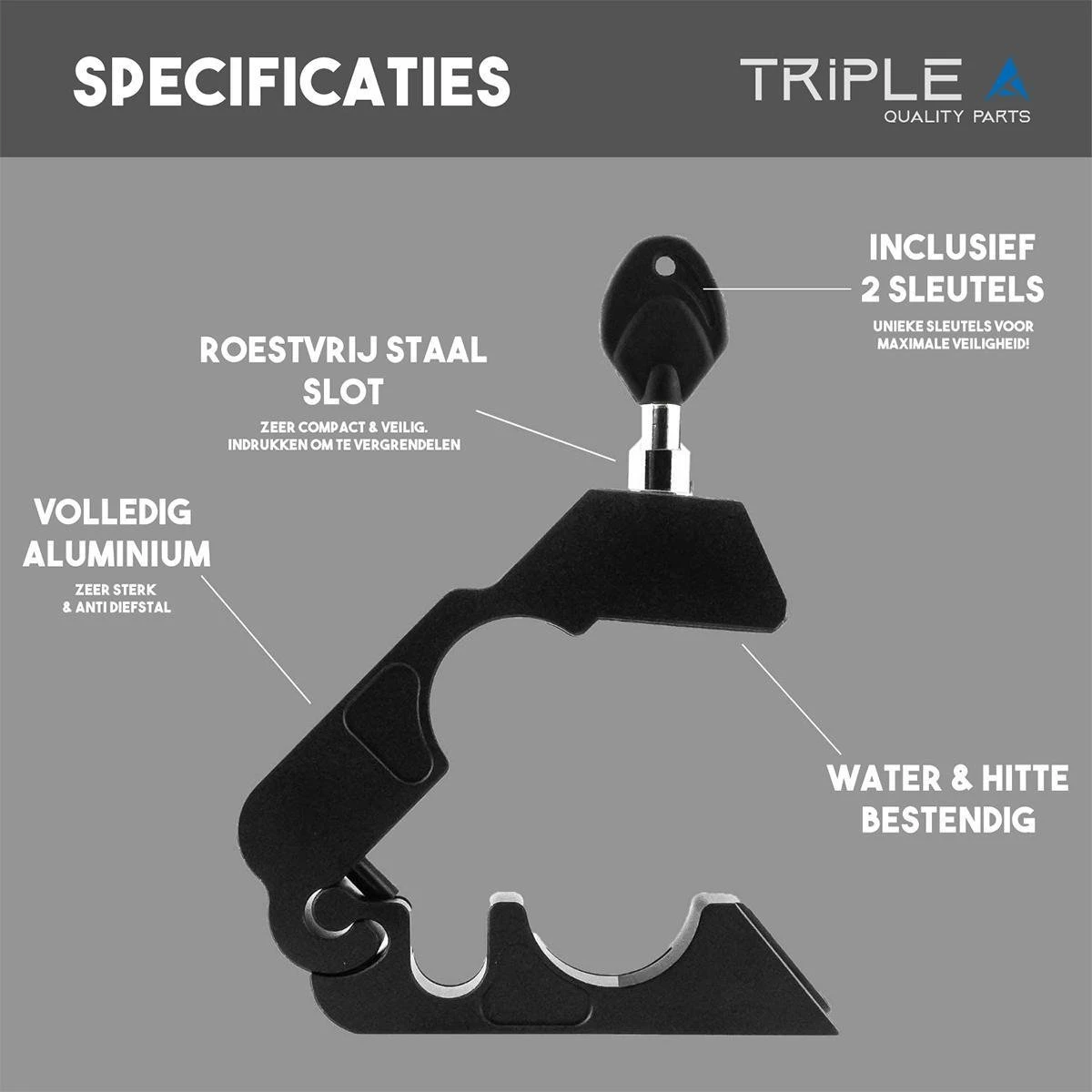 Triple A Slot - Stuurslot Scooter Brommer Motor Fiets | Scooterslot Brommerslot Motorslot Fietsslot 4 Triple A Slot - Stuurslot Scooter Brommer Motor Fiets | Scooterslot Brommerslot Motorslot Fietsslot – Image 4