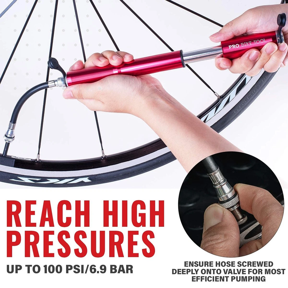 PRO BIKE TOOL Mini Luchtpomp Fiets, Fietspomp Voor Alle Ventielen (Presta & Schrader), Hoge Druk Tot 6,9 Bar / 100 PSI, Betrouwbare, Compacte & Lichtgewicht Framepomp, Pomp Voor Racefiets & Mountainbike. 5 PRO BIKE TOOL Mini Luchtpomp Fiets, Fietspomp Voor Alle Ventielen (Presta & Schrader), Hoge Druk Tot 6,9 Bar / 100 PSI, Betrouwbare, Compacte & Lichtgewicht Framepomp, Pomp Voor Racefiets & Mountainbike. – Image 5