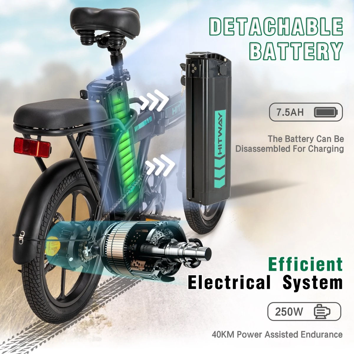 Hitway BK5 Elektrische Fiets | Opvouwbare E-bike | 16 Inch | Hitway BK5 250W Motor | Zwart 5 Hitway BK5 Elektrische Fiets | Opvouwbare E-bike | 16 Inch | Hitway BK5 250W Motor | Zwart – Image 5