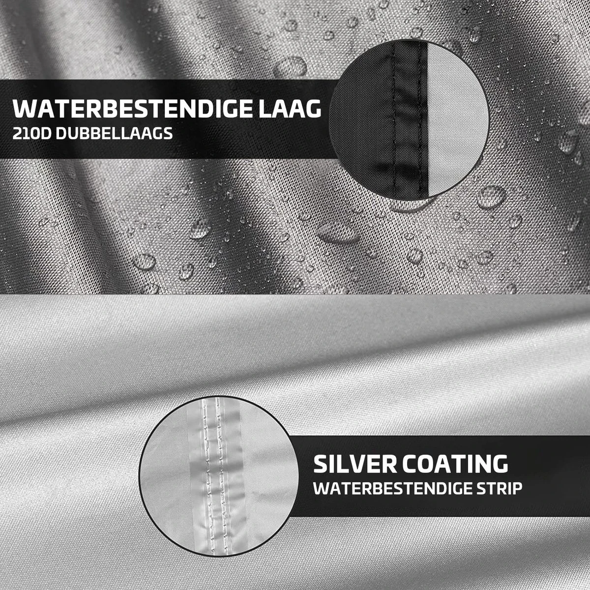 Nince Fietshoes Universeel Voor Alle Fietsen - Waterdicht 210D Oxford - Fiets Hoes Voor 2 Fietsen - Incl. Opbergzak - Zilver 4 Nince Fietshoes Universeel Voor Alle Fietsen - Waterdicht 210D Oxford - Fiets Hoes Voor 2 Fietsen - Incl. Opbergzak - Zilver – Image 4