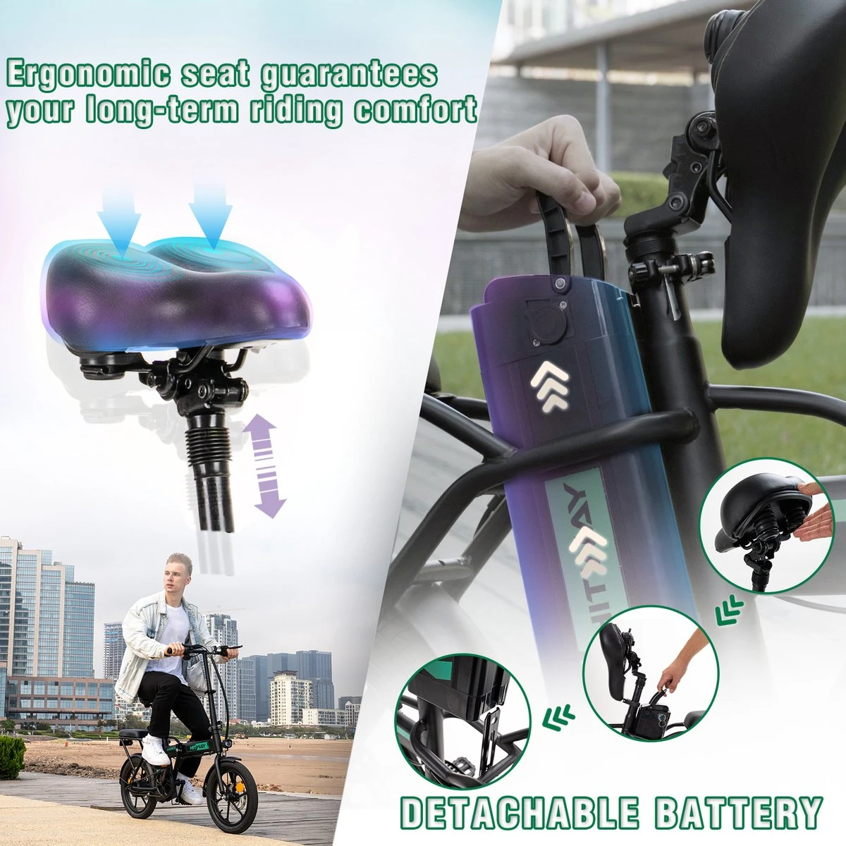 Hitway BK5 Elektrische Fiets | Opvouwbare E-bike | 16 Inch | Hitway BK5 250W Motor | Zwart 7 Hitway BK5 Elektrische Fiets | Opvouwbare E-bike | 16 Inch | Hitway BK5 250W Motor | Zwart – Image 7