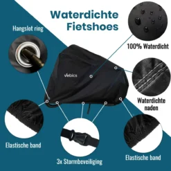 Vebics® Fietshoes Voor 1 Fiets Waterdicht - Elektrische Fiets - Fietsbeschermhoes - Stalling - Zwart -Velo Pour Tous 1200x1200 760