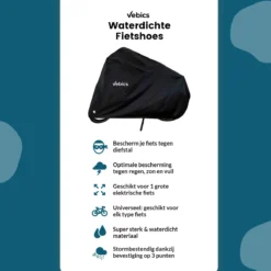 Vebics® Fietshoes Voor 1 Fiets Waterdicht - Elektrische Fiets - Fietsbeschermhoes - Stalling - Zwart -Velo Pour Tous 1200x1200 761