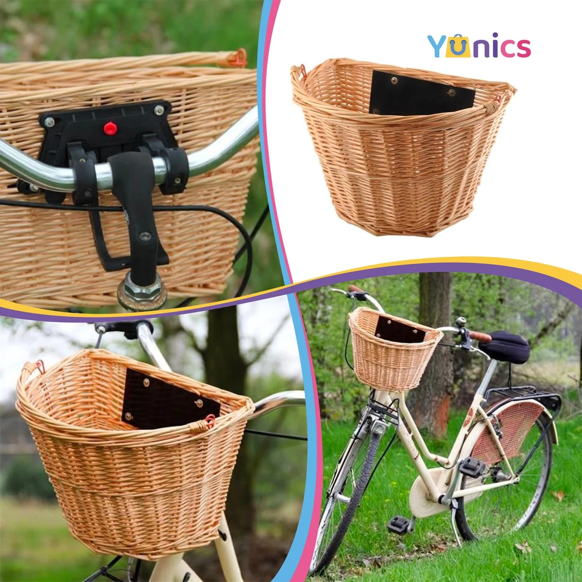 YUNICS Fietsmand - Rieten Fietsmand - Makkelijk Klik Systeem - 20 Liter - Beige 4 YUNICS Fietsmand - Rieten Fietsmand - Makkelijk Klik Systeem - 20 Liter - Beige – Image 4