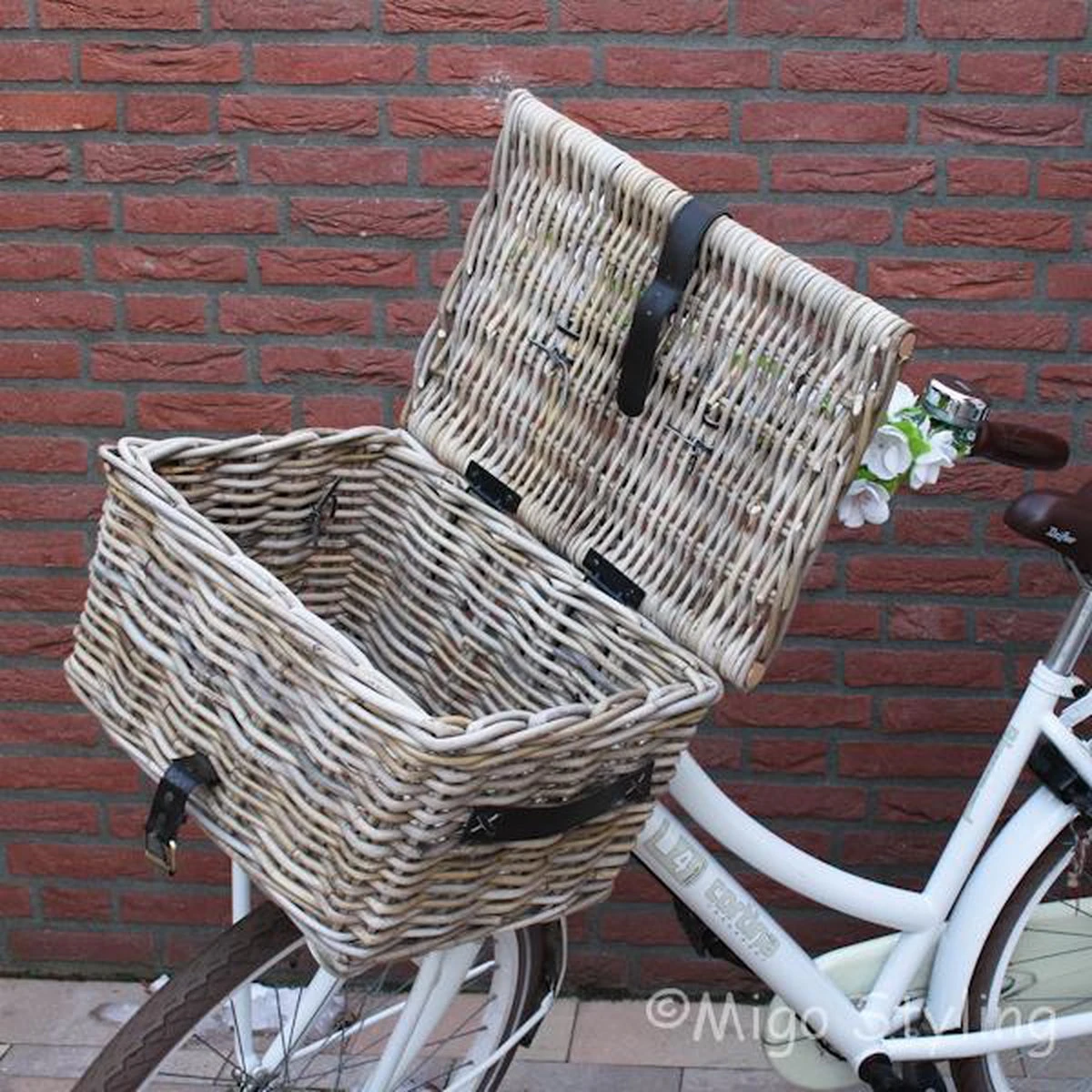 Fietsmand - Met Deksel - Bakkersmand - 42x33xH23 - Riet-Rotan 4 Fietsmand - Met Deksel - Bakkersmand - 42x33xH23 - Riet-Rotan – Image 4