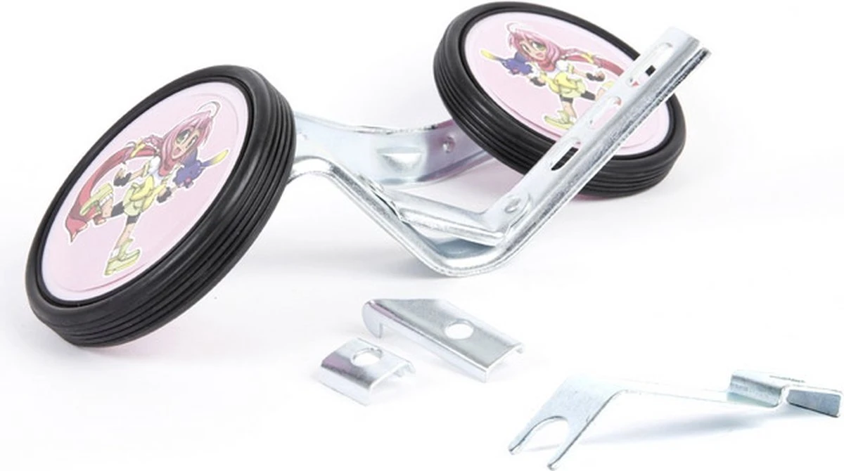 Pexkids Zijwieltjes 12-20 Inch Mila Pvc Zwart Met Roze 5 Pexkids Zijwieltjes 12-20 Inch Mila Pvc Zwart Met Roze – Image 5