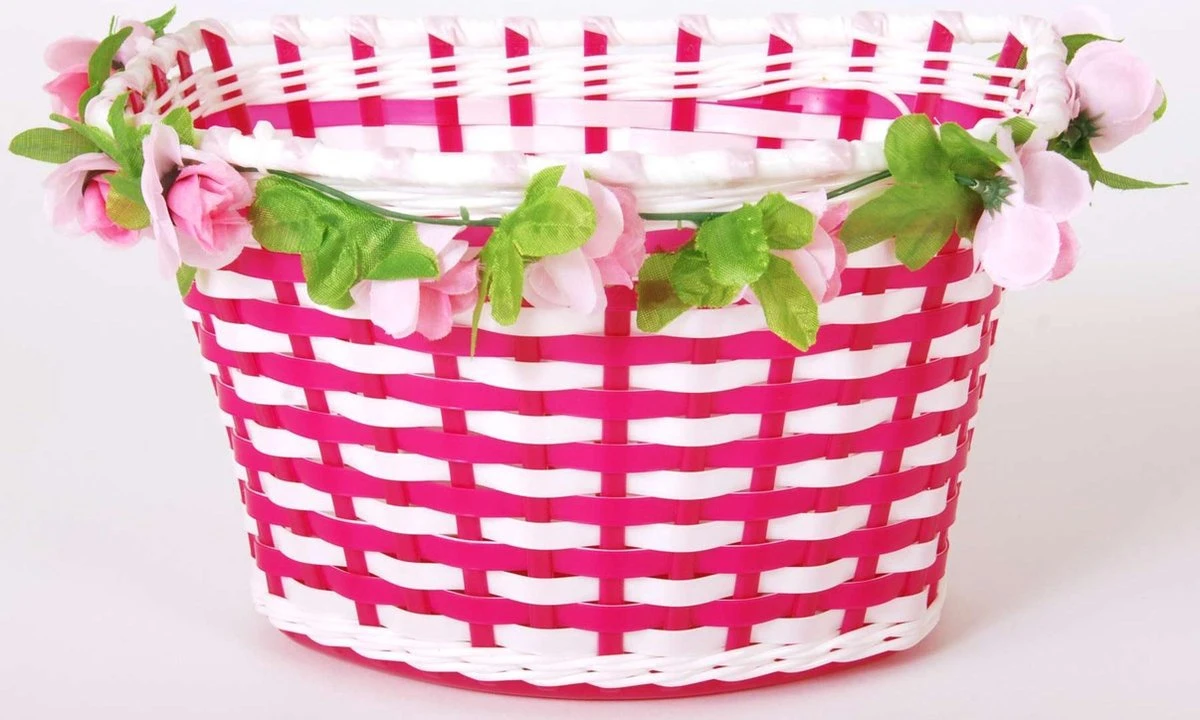 Volare Gevlochten Fietsmand Met Bloemen 1 Volare Gevlochten Fietsmand Met Bloemen