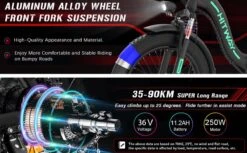 HITWAY E Bike Elektrische Fiets 20 Inch Dikke Band Opvouwbare Elektrische Fiets, 250W/36V/11,2Ah Batterij, Max. Bereik Tot 35-90km, Off-road Mountainbike Met Shimano 7 Versnellingen, Stad EBike Heren Dames -Velo Pour Tous 1200x742 13