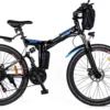 Myatu E-Bike 26-inch E-bike Voor Vrouwen En Mannen, Mountainbike Elektrische Fiets Met 36V 10.4AH Accu En Shimano 21 Versnellingen, 21 Versnellingen, Derailleur, 250 W-Zwart En Blauw