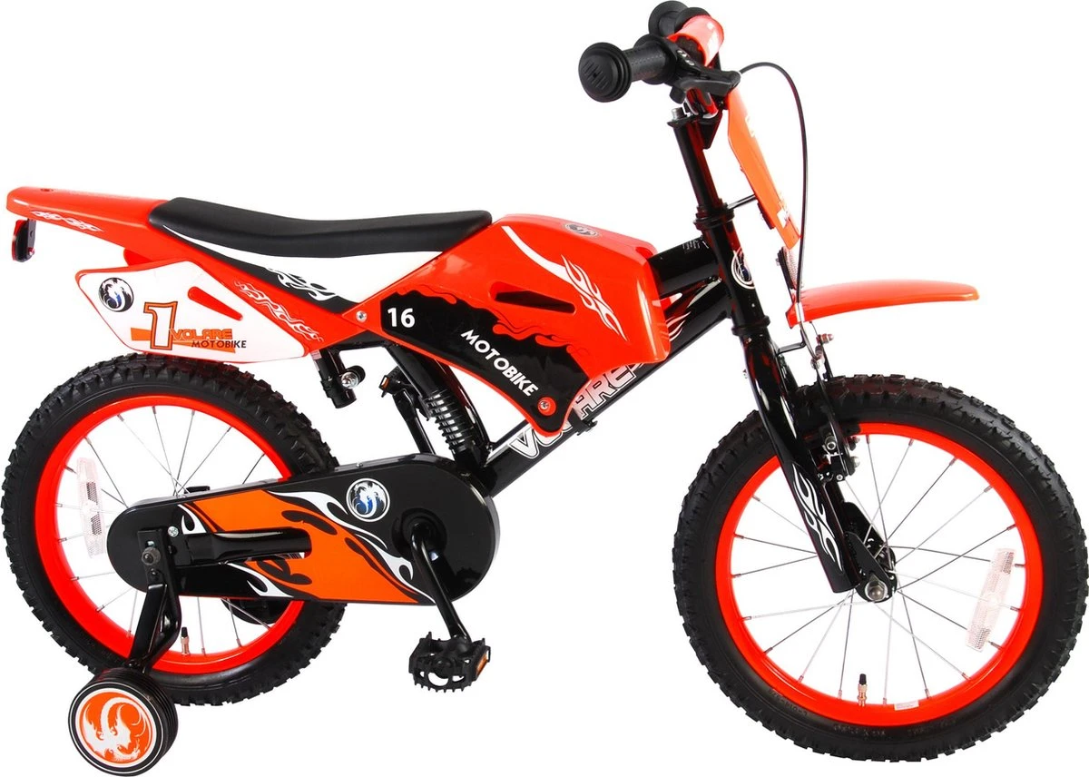 Volare Motorbike Kinderfiets - Jongens - 16 Inch - Oranje - 95% Afgemonteerd 2 Volare Motorbike Kinderfiets - Jongens - 16 Inch - Oranje - 95% Afgemonteerd – Image 2