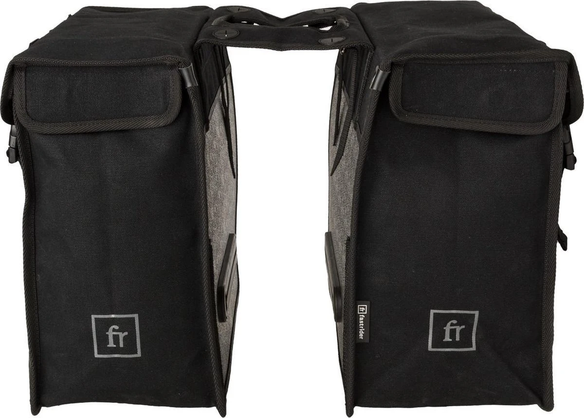Fastrider Canvas Hybride 93 Dubbele Fietstas Zwart - 41L 2 Fastrider Canvas Hybride 93 Dubbele Fietstas Zwart - 41L – Image 2