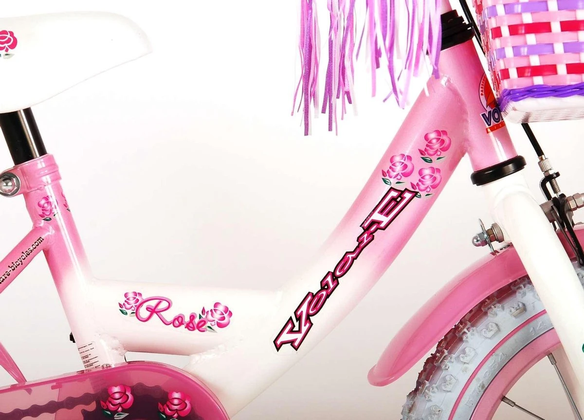 Volare Rose Kinderfiets - Meisjes - 14 Inch - Roze Wit - 95% Afgemonteerd 6 Volare Rose Kinderfiets - Meisjes - 14 Inch - Roze Wit - 95% Afgemonteerd – Image 6