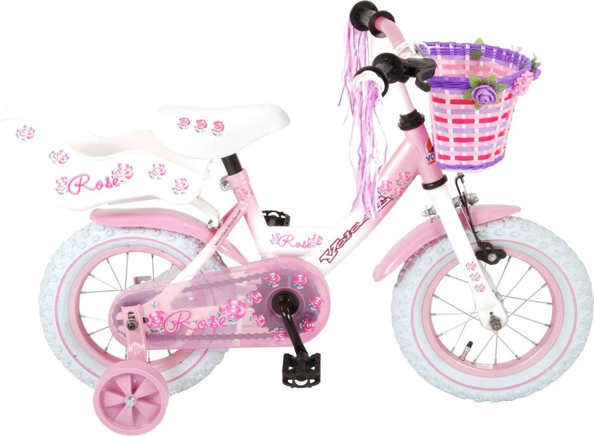 Volare Rose Kinderfiets - 12 Inch - Meisjes - Roze/wit - 95% Afgemonteerd 1 Volare Rose Kinderfiets - 12 Inch - Meisjes - Roze/wit - 95% Afgemonteerd