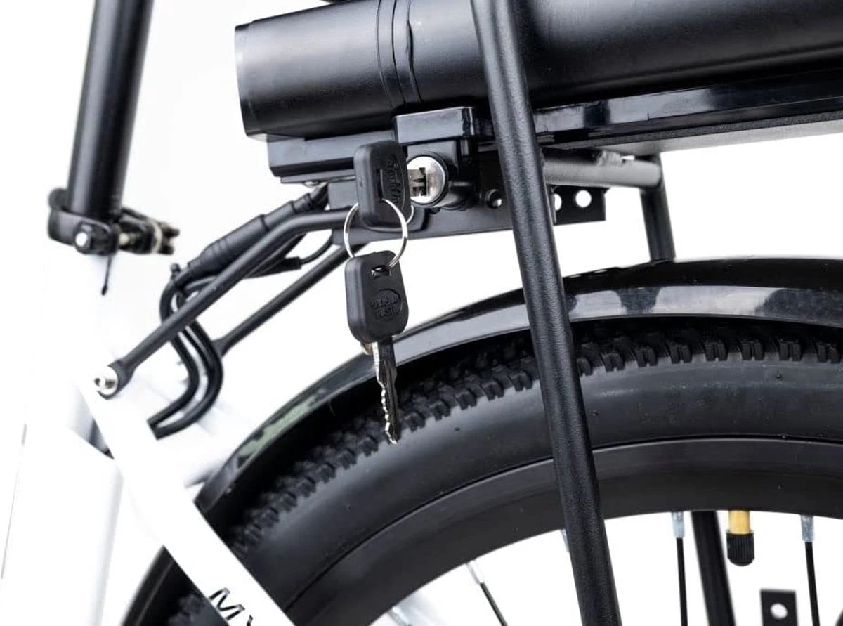 Myatu E-Bike Heren En Dames Lage Instap Met 45 Cm Aluminium Frame, 6 Versnellingen, 250 Wh Afneembare Lithium Batterij 40-80 Km Range, Trekking Ebike Met 1.95 X 26 Inch Wiel (Wit, Urban) 5 Myatu E-Bike Heren En Dames Lage Instap Met 45 Cm Aluminium Frame, 6 Versnellingen, 250 Wh Afneembare Lithium Batterij 40-80 Km Range, Trekking Ebike Met 1.95 X 26 Inch Wiel (Wit, Urban) – Image 5