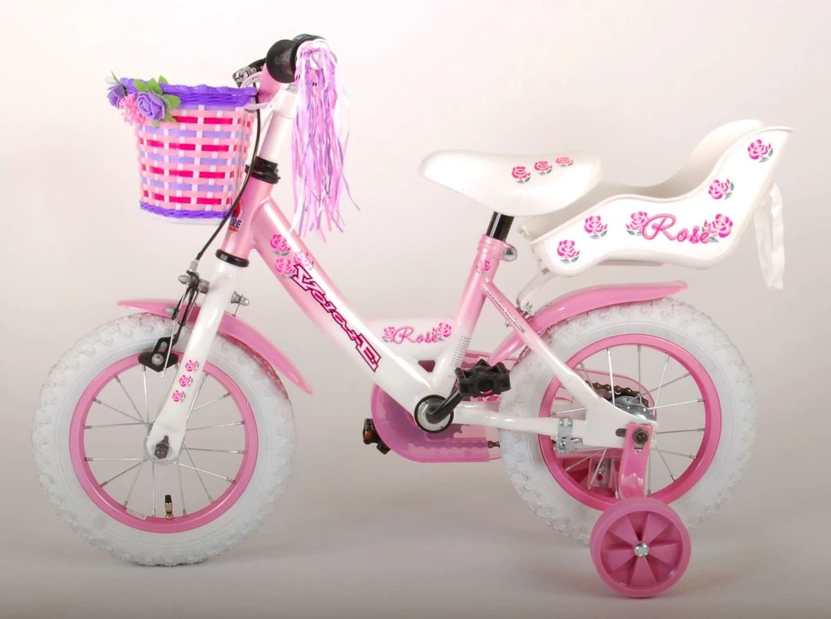 Volare Rose Kinderfiets - 12 Inch - Meisjes - Roze/wit - 95% Afgemonteerd 6 Volare Rose Kinderfiets - 12 Inch - Meisjes - Roze/wit - 95% Afgemonteerd – Image 6