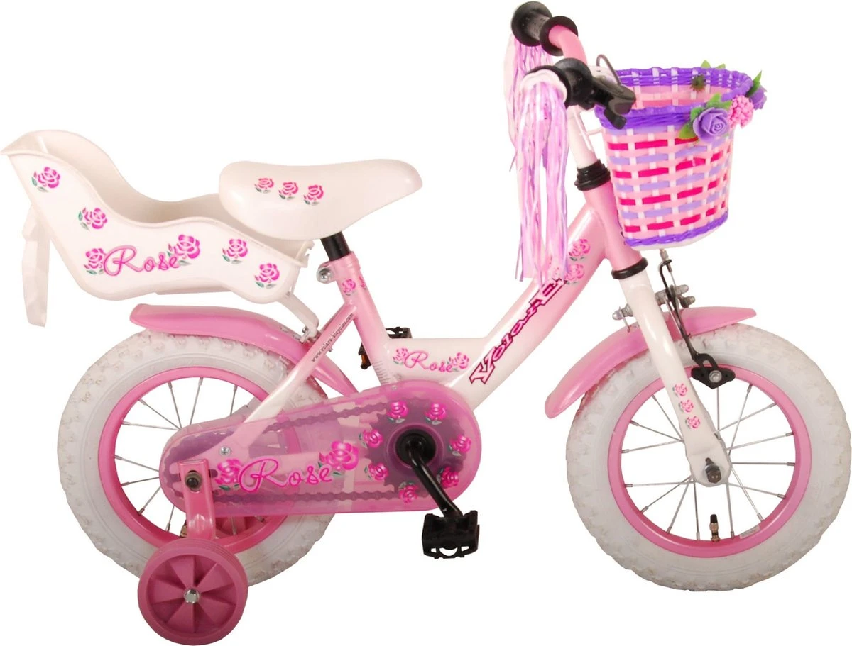 Volare Rose Kinderfiets - 12 Inch - Meisjes - Roze/wit - 95% Afgemonteerd 11 Volare Rose Kinderfiets - 12 Inch - Meisjes - Roze/wit - 95% Afgemonteerd – Image 11