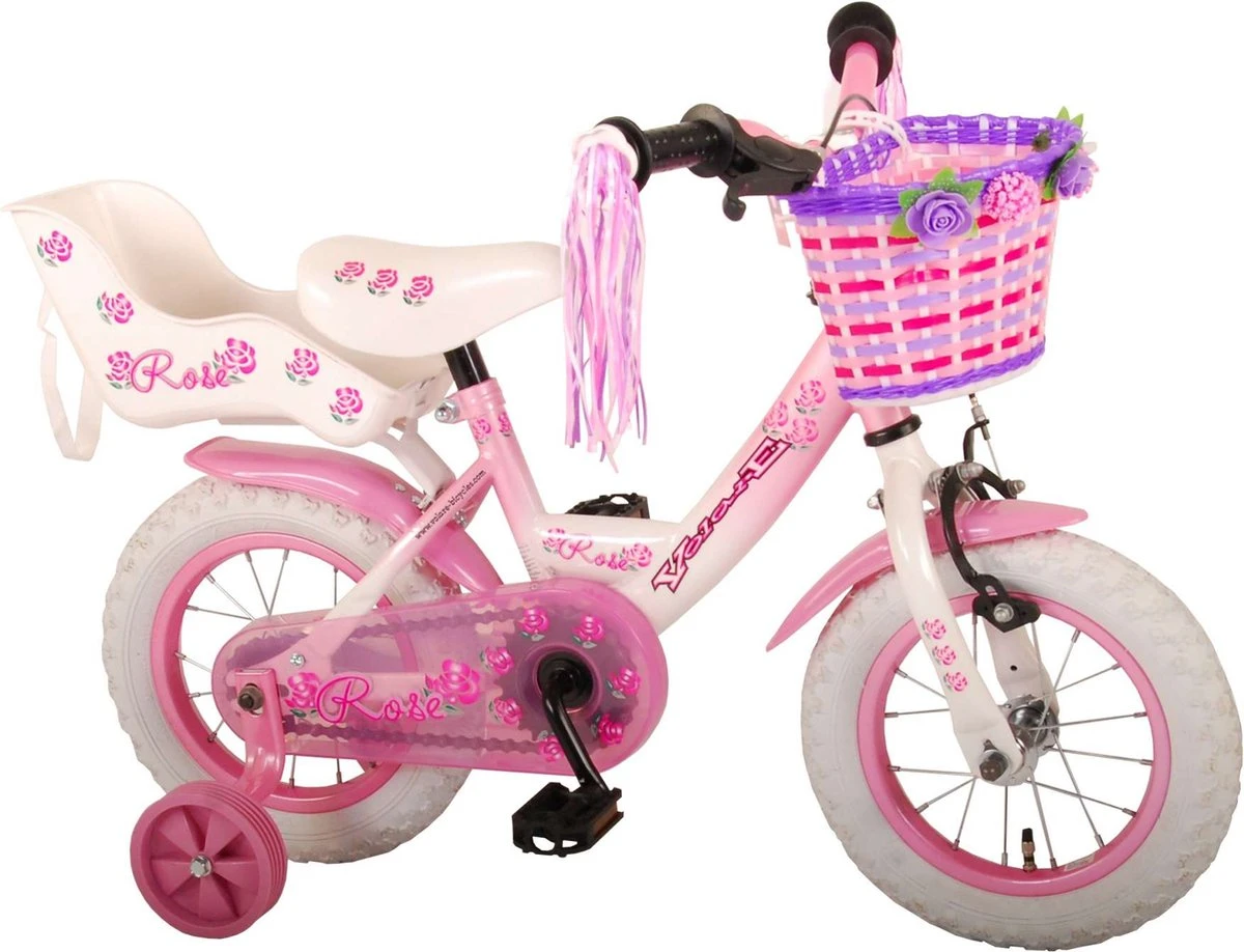 Volare Rose Kinderfiets - 12 Inch - Meisjes - Roze/wit - 95% Afgemonteerd 4 Volare Rose Kinderfiets - 12 Inch - Meisjes - Roze/wit - 95% Afgemonteerd – Image 4